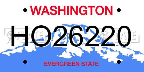 HO26220 Washington License Plate