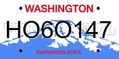 HO6O147 Washington License Plate