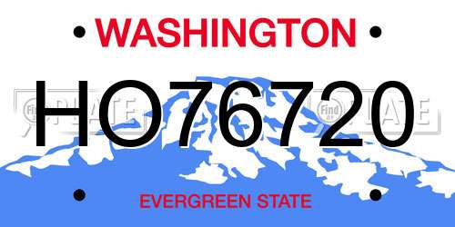HO76720 Washington License Plate