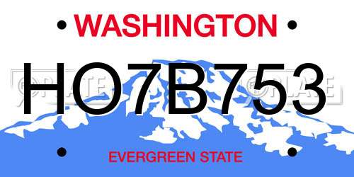 HO7B753 Washington License Plate