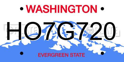 HO7G720 Washington License Plate