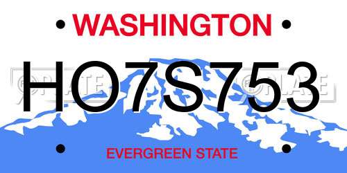 HO7S753 Washington License Plate