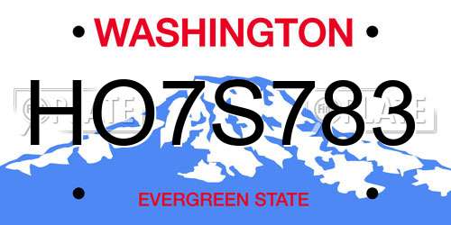 HO7S783 Washington License Plate