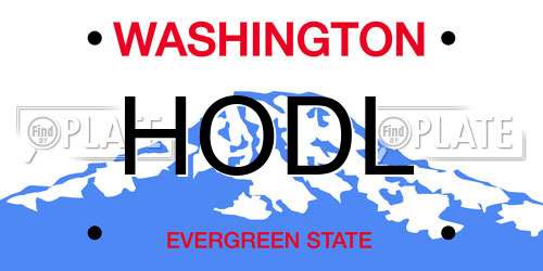 HODL Washington License Plate