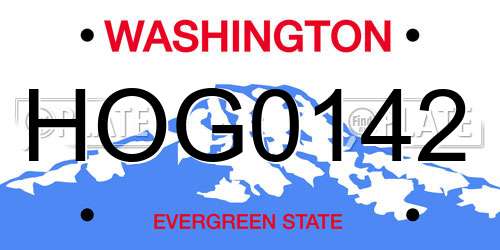 HOG0142 Washington License Plate
