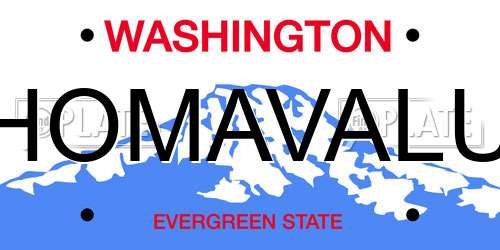HOMAVALU Washington License Plate