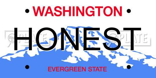 HONEST Washington License Plate