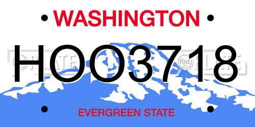 HOO3718 Washington License Plate