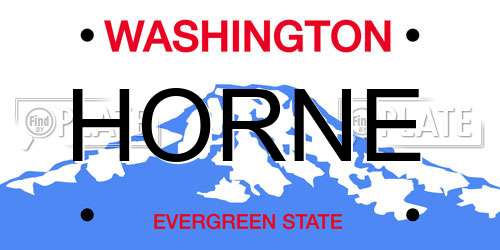 HORNE Washington License Plate