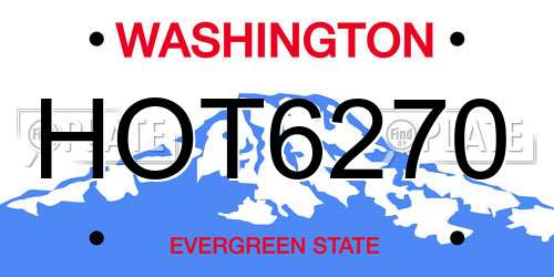 HOT6270 Washington License Plate