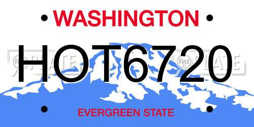 HOT6720 Washington License Plate