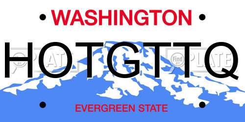 HOTGTTQ Washington License Plate