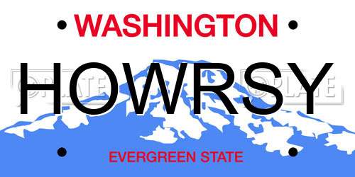 HOWRSY Washington License Plate