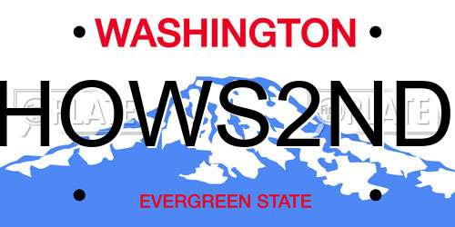 HOWS2ND Washington License Plate