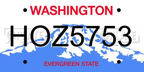 HOZ5753 Washington License Plate