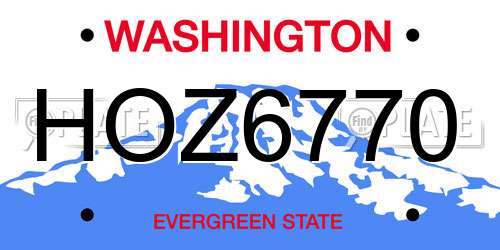 HOZ6770 Washington License Plate