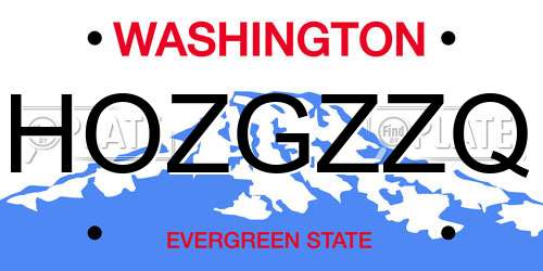 HOZGZZQ Washington License Plate