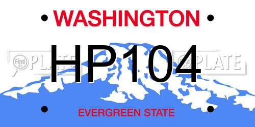 HP104 Washington License Plate