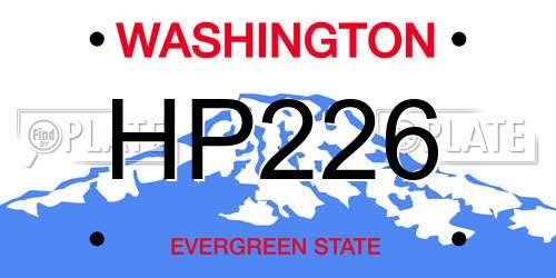 HP226 Washington License Plate