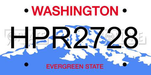 HPR2728 Washington License Plate