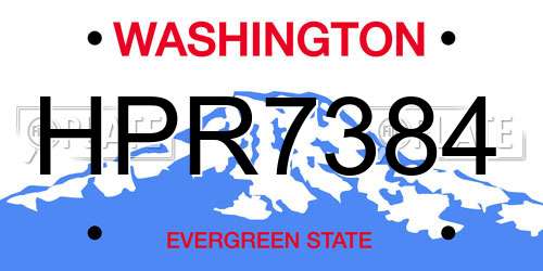 HPR7384 Washington License Plate