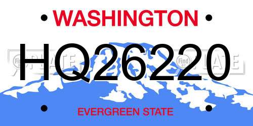 HQ26220 Washington License Plate