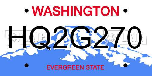 HQ2G270 Washington License Plate