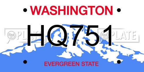 HQ751 Washington License Plate
