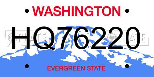 HQ76220 Washington License Plate