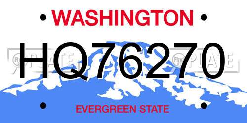 HQ76270 Washington License Plate