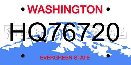 HQ76720 Washington License Plate