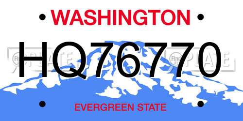 HQ76770 Washington License Plate