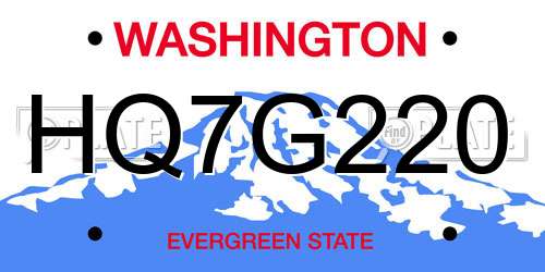 HQ7G220 Washington License Plate