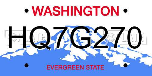 HQ7G270 Washington License Plate