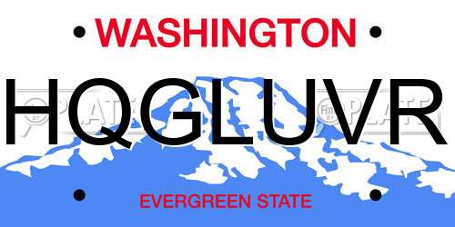 HQGLUVR Washington License Plate