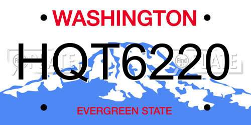 HQT6220 Washington License Plate