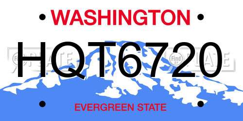 HQT6720 Washington License Plate