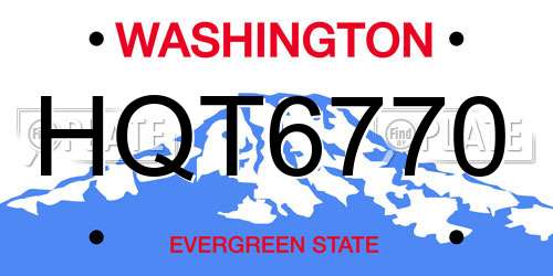 HQT6770 Washington License Plate