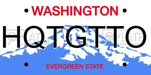 HQTGTTO Washington License Plate