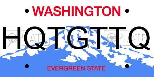 HQTGTTQ Washington License Plate