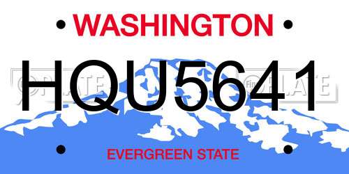 HQU5641 Washington License Plate