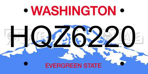 HQZ6220 Washington License Plate
