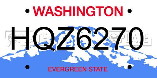 HQZ6270 Washington License Plate