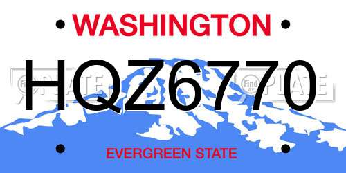 HQZ6770 Washington License Plate