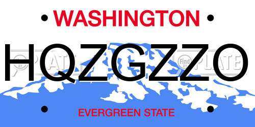 HQZGZZO Washington License Plate
