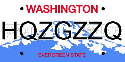 HQZGZZQ Washington License Plate