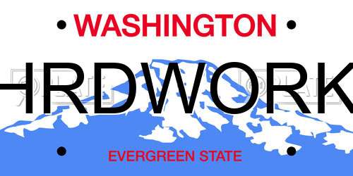 HRDWORK Washington License Plate