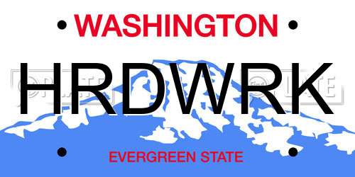 HRDWRK Washington License Plate
