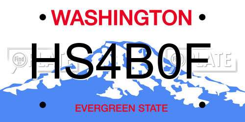 HS4B0F Washington License Plate