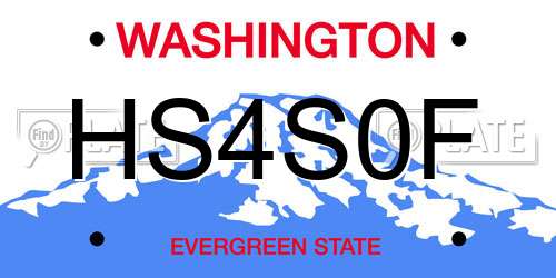 HS4S0F Washington License Plate